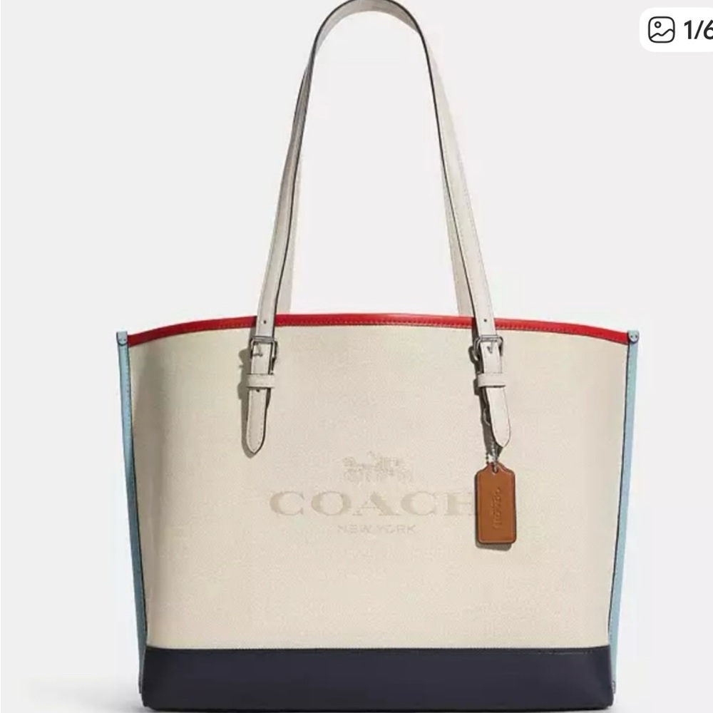 COACH mollie color block tote